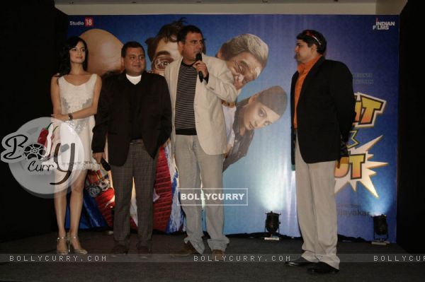 Bollywood actors Cyrus Broacha, Boman Irani and Dia Mirza at a promotional event for their forthcmong movie "Fruit N Nut" in Mumbai