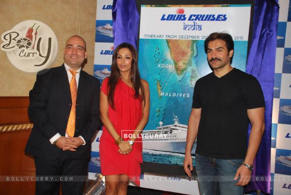 Bollywood Actor Arbaaz Khan with his wife Malaika Arora Khan pose for the photographers during the announcement of Louis Cruises India''s itineraries, preferred sales agents, voyage information and launch dates for operation in India using Kochi