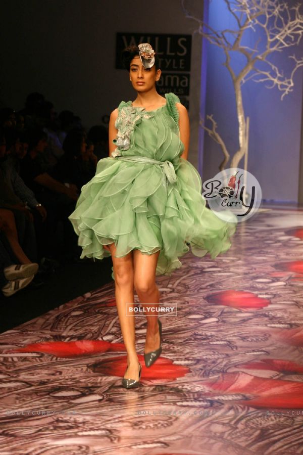 A Model showcasing designer Varun Bahl''s creation at the Wills Lifestyle India Fashion Week in New Delhi on Monday 26 Oct 2009
