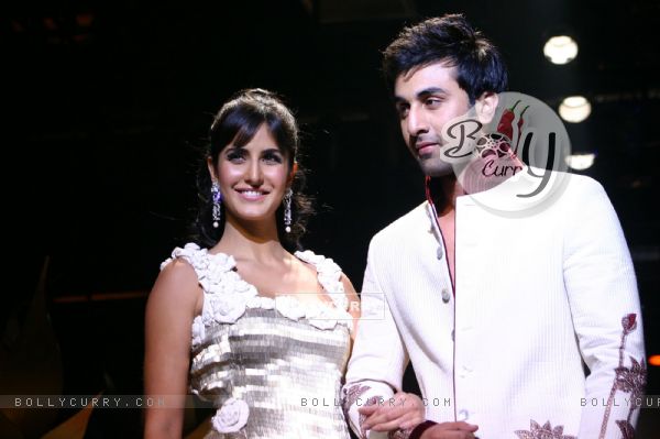 Bollywood stars Katrina Kaif and Ranbir Kapoor at the designer Rohit Bal''s grand finale at the Wills Lifestyle India Fashion Week in New Delhi on Wednesday night 28 Oct 2009