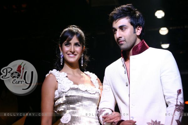 Bollywood stars Katrina Kaif and Ranbir Kapoor at the designer Rohit Bal''s grand finale at the Wills Lifestyle India Fashion Week in New Delhi on Wednesday night 28 Oct 2009