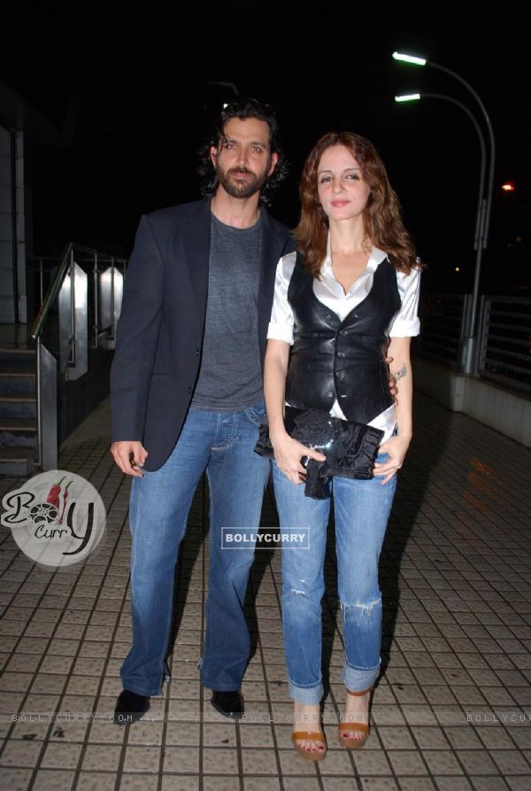 Bollywood actors Hrithik Roshan and Suzanne Roshan at the special screening of film "Aao Wish Karein", PVR Juhu (82017)