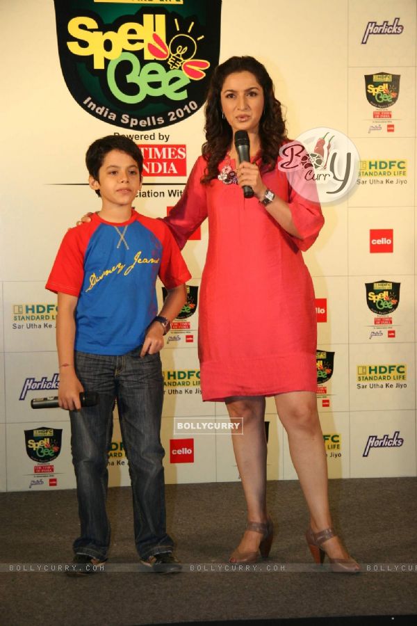 Bollywood Child Actor Darsheel Safary and Tisca Chopra at the Launch of ''HDFC Standard Life Spell Bee- India Spells 2010'' by Alternate Brand Solutions India Limited and HDFC Standard Life in Mumbai on Wednesday, 11 November 2009