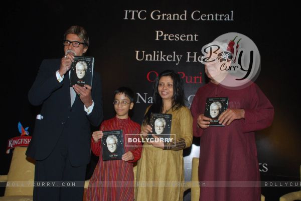 Bollywood actor Amitabh Bachchan at the unveiling of Om Puri''s book "Unlikely Hero"