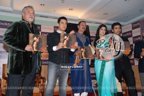 Bollywood actor Aamir Khan, Katrina Kaif and Karan Johar at "Cineblitz Gold" issue launch in Taj Lands End