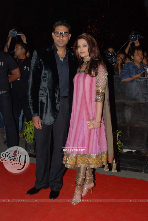 Celebrity couple Aishwarya Rai and Abhishek Bachchan attending event "A Tribute to Kaifi Azmi Mijwan" in Mumbai