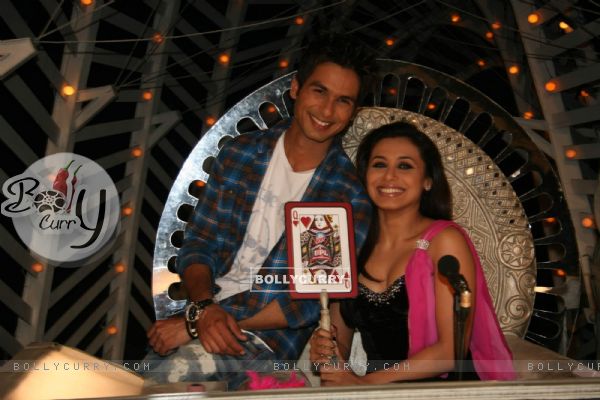 Bollywood actor Shahid Kapoor and Rani Mukherjee on the sets of Dance Premiere League at Chembur