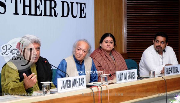 Pt Ravi Shankar, Javed Akhtar, Shubh Mudgal and Shankar Mahadevan at press-conference for proposed Copyright Amendment Bill 2009,in New Delhi on Tuesday 29 Dec 2009