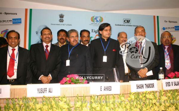Union Minister for Overseas Indian Affairs Vayalar Ravi and Union Minister (MOS) Shashi Tharoor with the Delegates during the Gulf Session at the 8th Pravasi Bharatiya Conference in New Delhi on Saturday