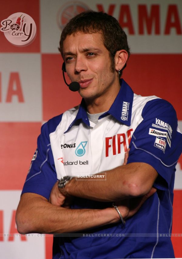 Motogp world champion Valentino Rossi at a press meet in New Delhi on Sunday