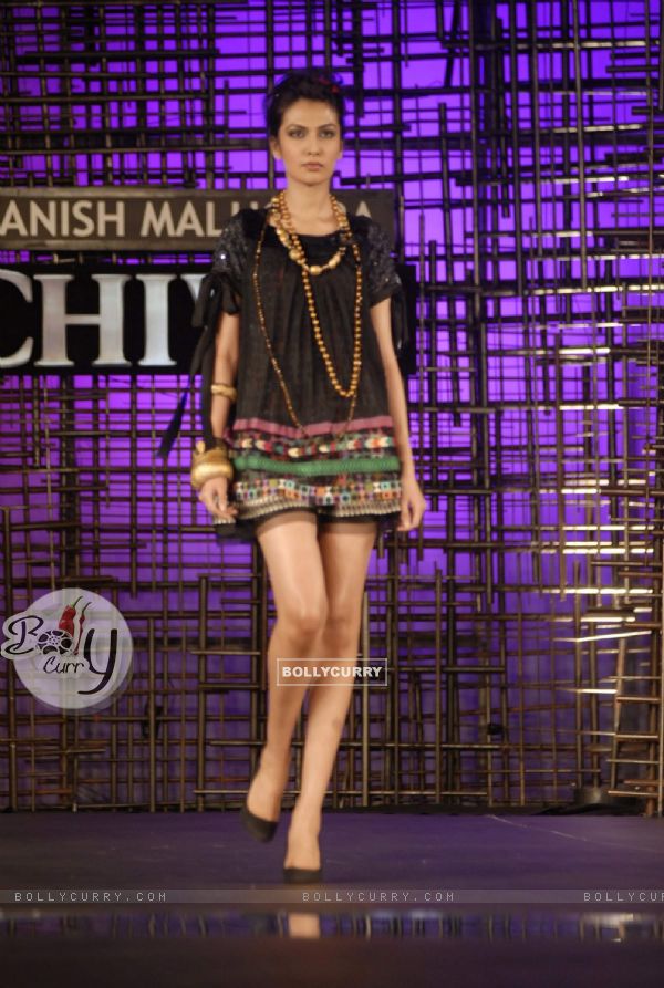 A model walking at designer Manish Malhotra Show at Chivas Studio in Grand Hyatt Mumbai on Sunday Night