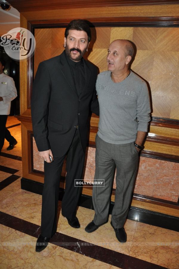 Bollywood actors Aditya Pancholi, and Anupam Kher at the music launch of "Striker" in Mumbai (83923)