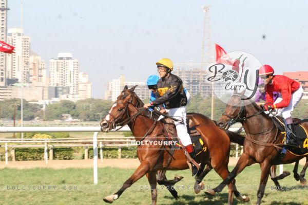 Bollywood actor Salman Khan rides a horse at Hello Million race in Mumbai