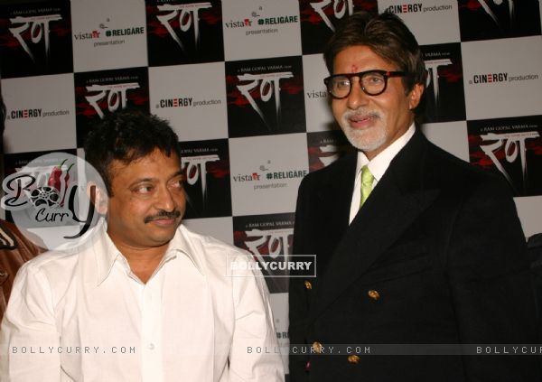 Bollywood star Amitabh Bachchan and director Ram Gopal Verma in New Delhi to promote his film'' ''''Rann'''' on Tuesday 19 jan 2010 (84125)