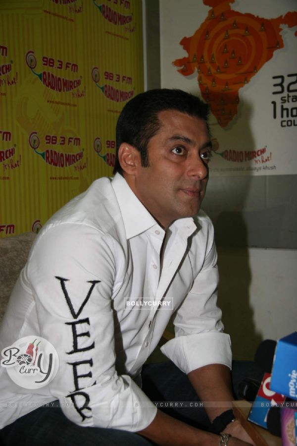 Bollywood actor Salman Khan at the promotional event of his upcoming film "Veer" at Radio Mirchi studio at Parel