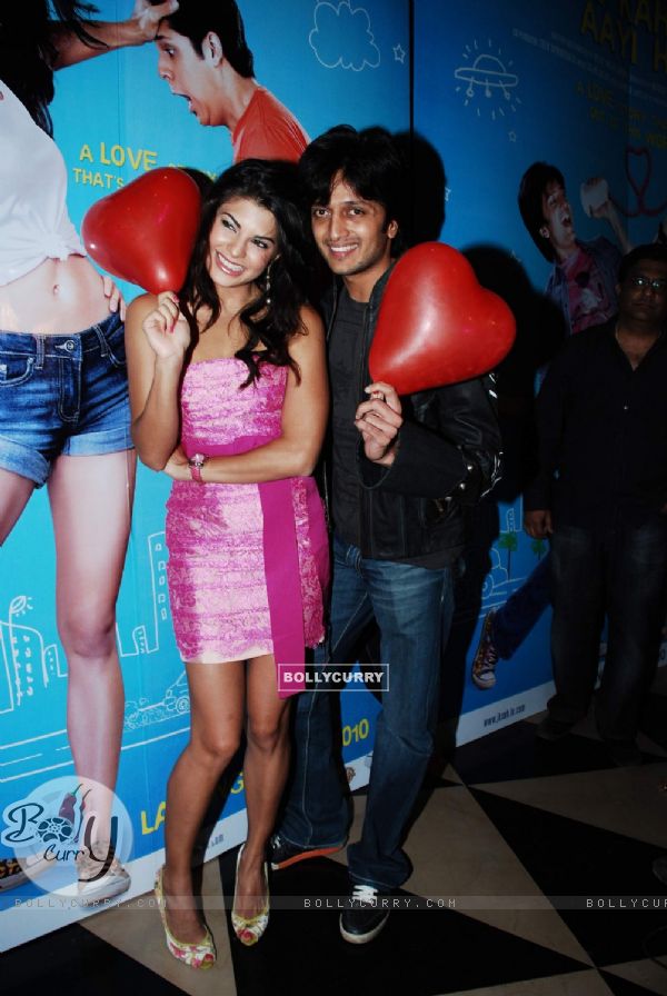Ritesh and Jacqueline at Valentine Day premiere with promotion of film "Jaane Kahan Se Aayi Hai" at PVR, Juhu in Mumbai