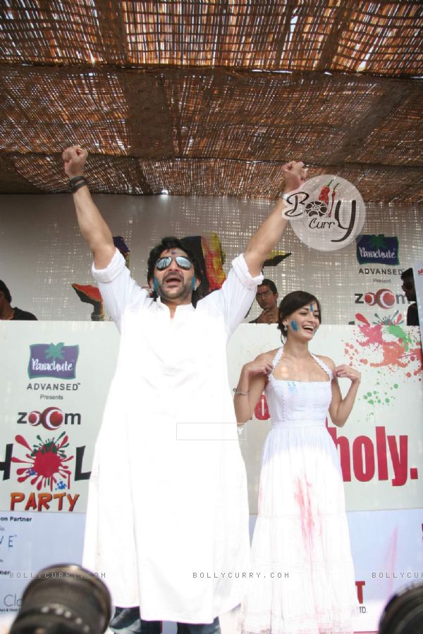 Dia Mirza & Arshad Warsi promotes Hum Tum Aur Ghost at Zoom Holi at Andheri, Mumbai