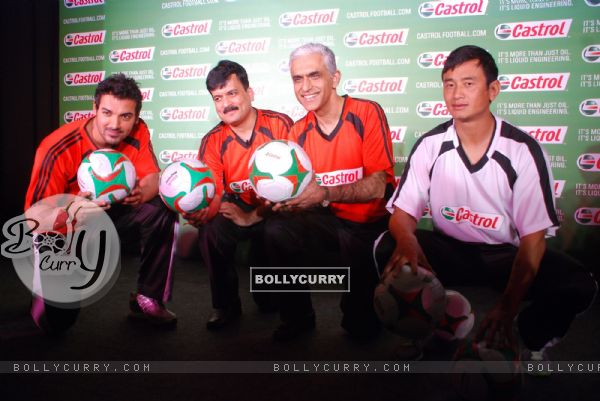 John and Bhaichung Bhutia at Castrol football event at Bandra, Mumbai