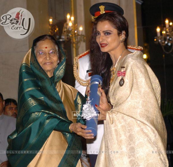 The President, Smt Pratibha Devisingh Patil presenting the Padma Shri Award to Ms Rekha Ganeshan, at the Civil Investiture Ceremony-II, at Rashtrapati Bhavan, in New Delhi on April 07, 2010