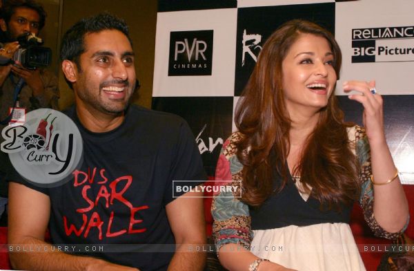 Abhishek Bachchan and Aishwarya Rai Bachchan while promoting their film "Raavan" in Ambience Mall, Gurgaon Sunday
