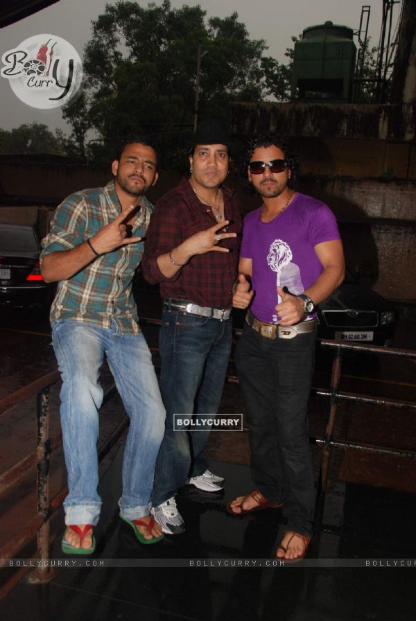 Bollywood Singer Mika Singh with Music Director Sharib and Toshi during the song recording of Punjabi Film "Will You Marry Me" in Mumbai