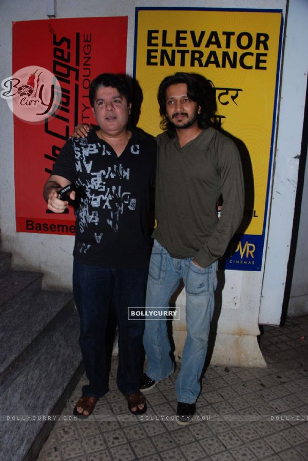 Ritesh Deshmukh and Sajid Khan catch up on film Expendables at PVR, Juhu