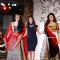 Geeta Basra and Zarine Khan with fashion designer Sonia Mehra walk on ramp at Aamby Valley Indian Br