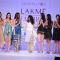Models displays designer Vaishali's creations during the Lakme Fashion Week day 4 in Mumbai. .