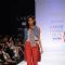 A model displays designer Purvi Doshi's creations during the Lakme Fashion Week day 4 in Mumbai. .