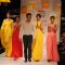 Model displays designer Astu's creations during the Lakme Fashion Week day 4 in Mumbai. .