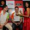 Adrian Sutil, Paul di Resta & Actress Sarah Jane Dias at Force India Press Conference. .