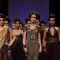 Model showcase creation by designer Babita Malkani during the Lakme Fashion Week Day 4 in Mumbai. .