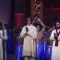 Amitabh Bachchan, Aadesh Shrivastava performs during the launch of album 'Shri Hanuman Chalisa'