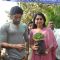 Farhan Akhtar plants a tree with Shaina NC