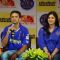 Shilpa Shetty and Rahul Dravid during the unveiling of the Rajasthan Royals Jersey at JW Marriott Hotel in Mumbai