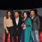 Deepika Padukone, Karan Johar and Ritesh Deshmukh on the sets of NDTV show with Raveena at Yashraj, Mumbai. .