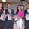 Bollywood actress Malaika Arora with writers Shobhaa De and Chetan Bhagat at Mercedez Benz magazine anniversary issue launch in Crossword Mumbai .