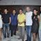 (L to R) Bollywood celebrities Andrea Jeremiah, Ehsaan Noorani, Shankar Mahadevan, Kamal Haasan, Loy Mendonsa, Pooja Kumar and Jaideep Ahlawat at the film Vishwaroop press meet at Hotel JW Marriott in Juhu, Mumbai.