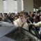 Bollywood actor Amitabh Bachchan, Abhishek Bachchan and Aishwarya Rai Bachchan with their daughter in Bhopal on Feb. 14.