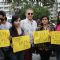 Aparna Bajpai, Reshma D'souza and Dalip Tahil Protest against rape case with posters