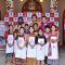 Chef Vikas Khanna, Chef Kunal Kapoor and Chef Jolly with the contestants inside the ISKON temple