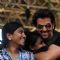 Hrihik Roshan being hugged by a fan at the launch of Krrish 3 game
