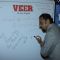 Gulshan Grover writes a message at the Campaign for 'VEER'