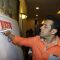 Salman Khan writes a message at the Campaign for 'VEER'