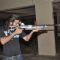Akhil Kapur was seen posing with a fake gun at the Promotions of Desi Kattey