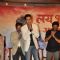 Riteish Deshmukh greets the audience at the Success Bash for Lai Bhari
