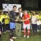 Hrithik, Aamir and Abhishek pose with trophy at football charity event