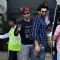 Ranbir Kapoor and Aditya Roy Kapur pose for media at Airport while leaving for ISL Football match