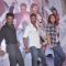 Prabhu Deva, Sonakshi Sinha and Ajay Devgn pose for the media at the Song Launch of Action Jackson