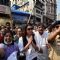 Juhi Chawla greets the crowd at Cleanliness Drive